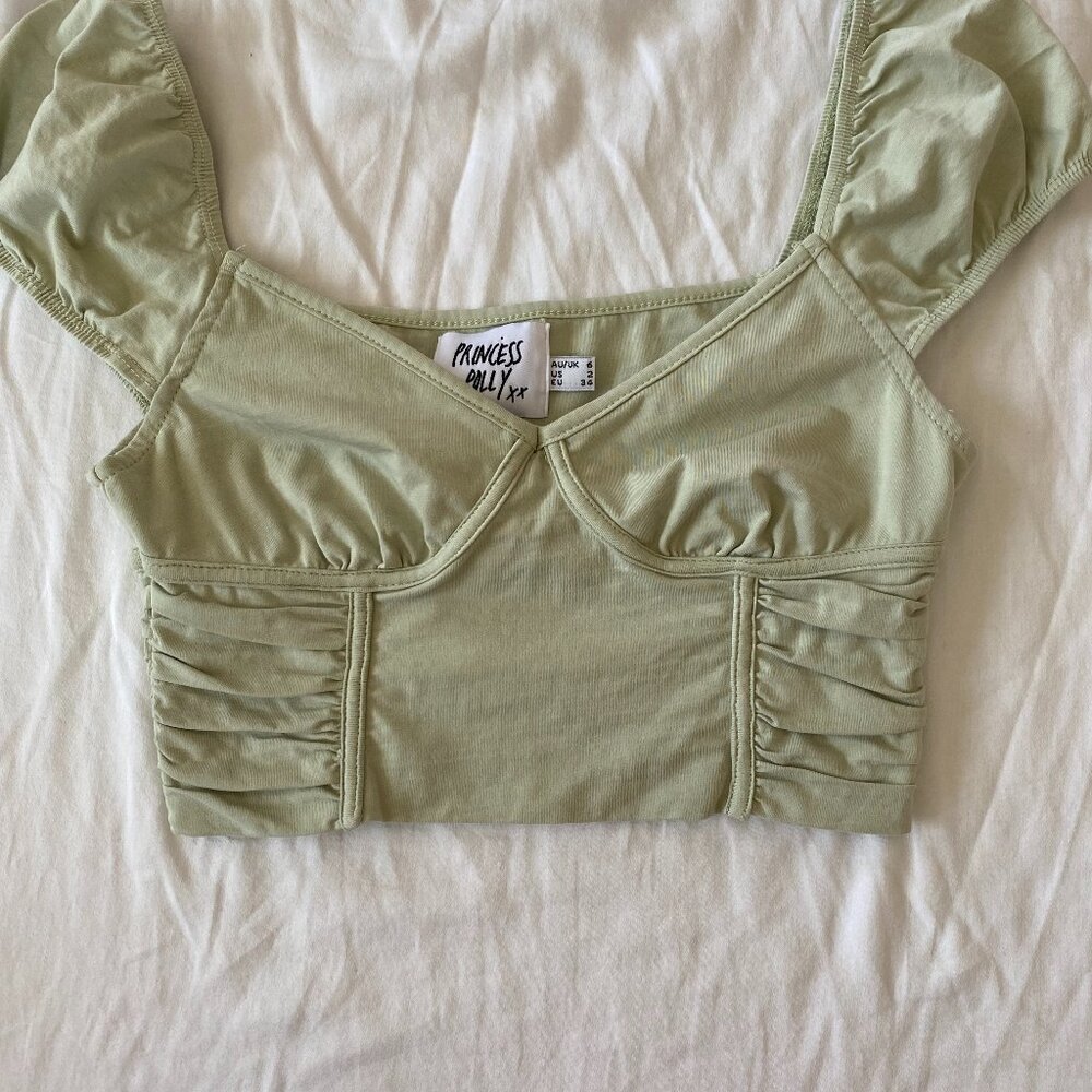 Princess Polly Karla Crop Top Size: 2. In light green!